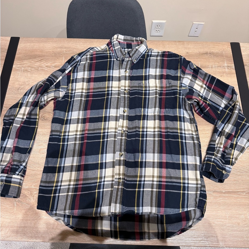 Classic Navy Plaid Button-Down Shirt